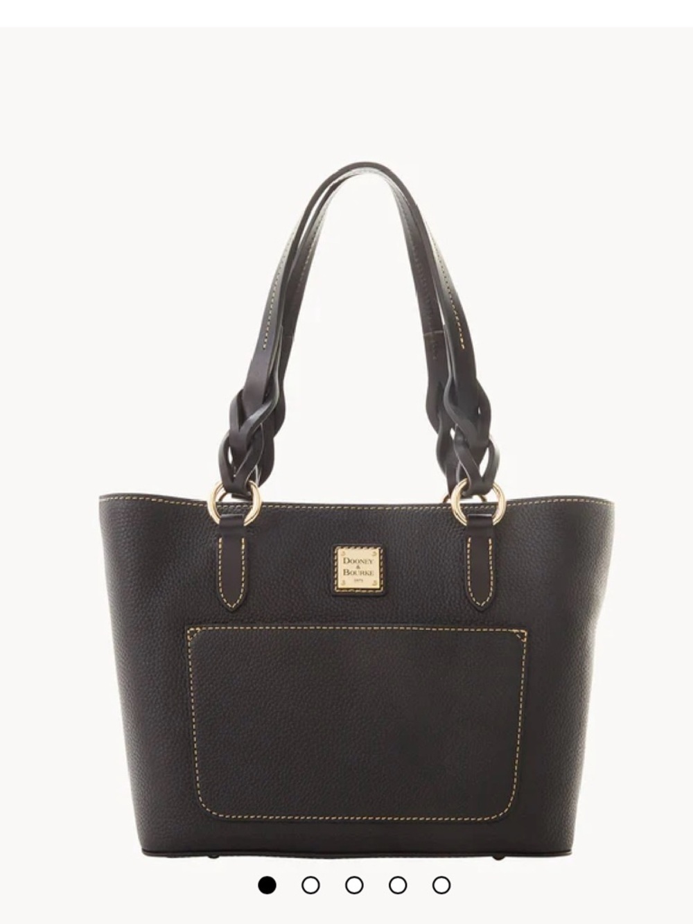 Dooney & Bourke Black Pebbled Leather Braided-Handle Tote and Wallet